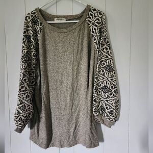 Haptics Size 2XL Alpaca Patterned Balloon Sleeve Sweater